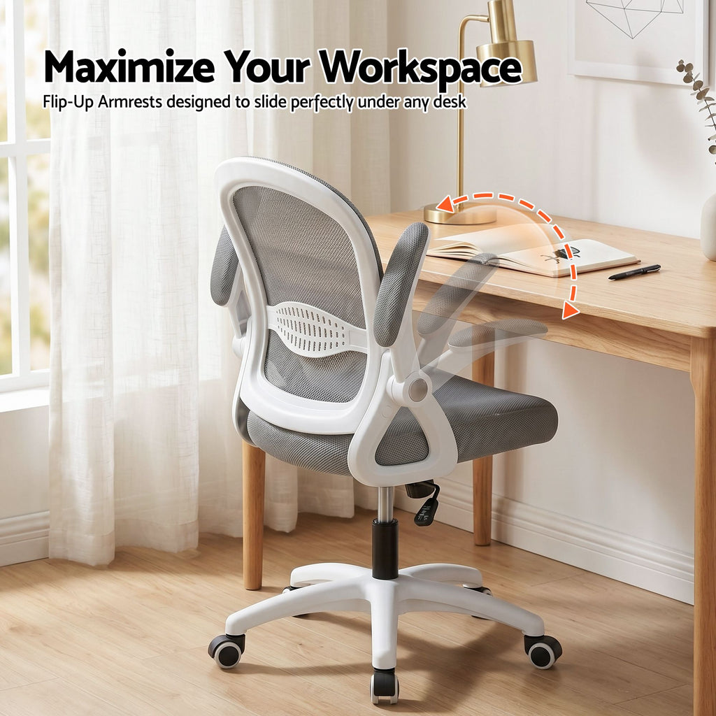 Artiss Mesh Office Chair Mid Back Grey