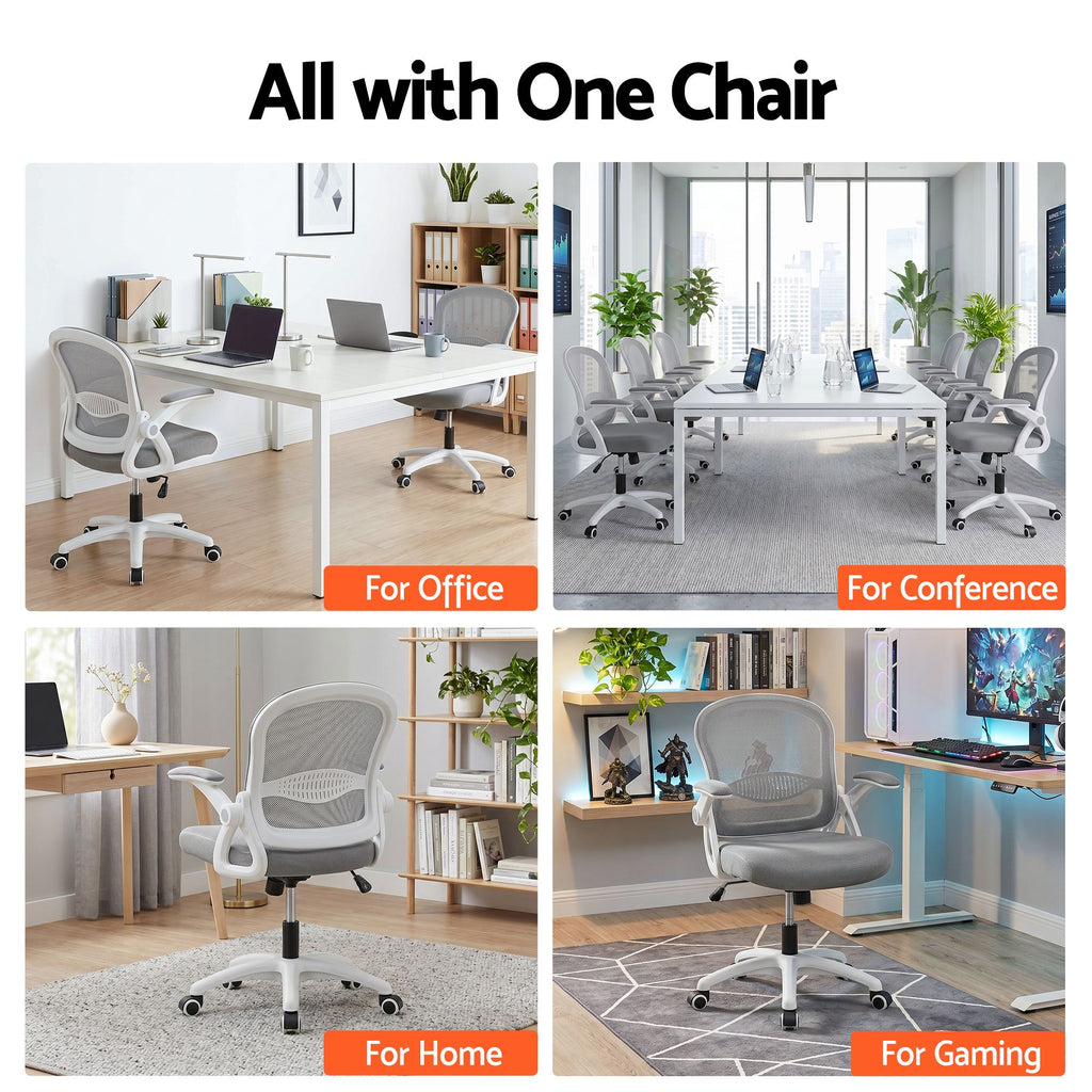 Artiss Mesh Office Chair Mid Back Grey