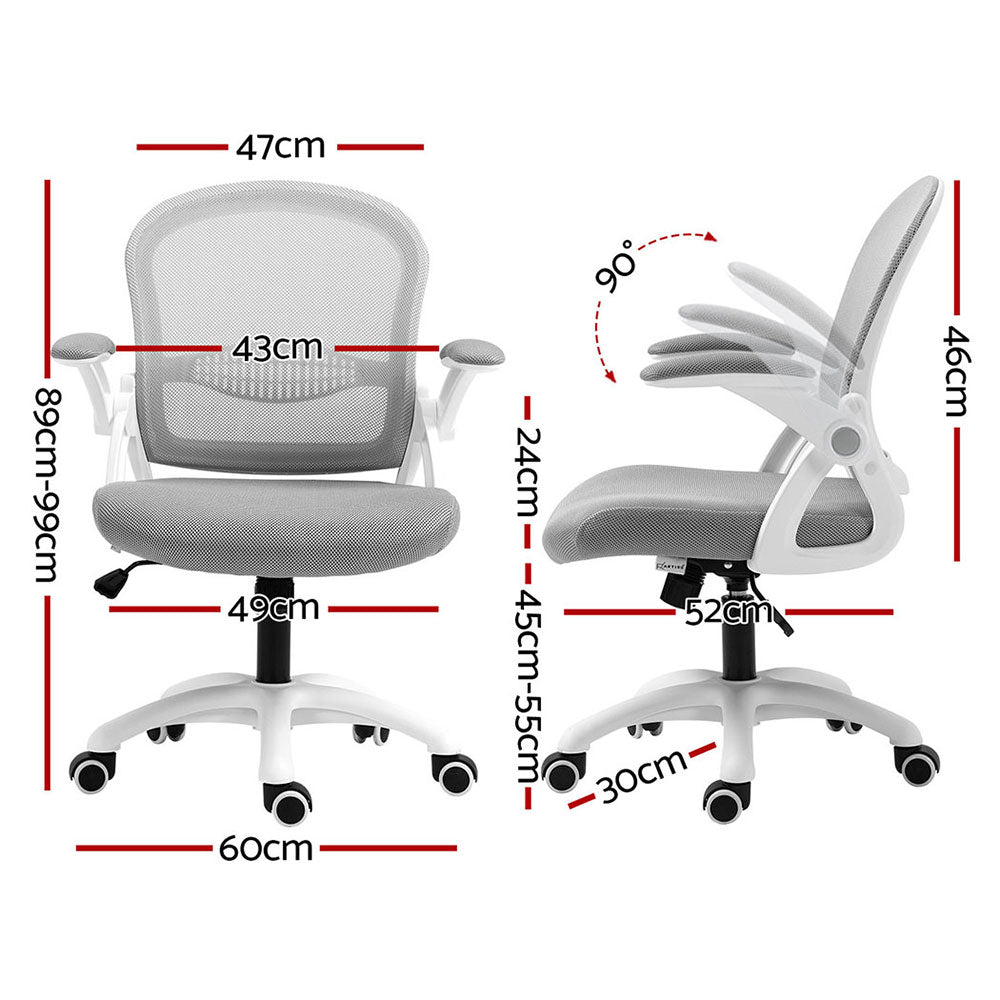 2x Mesh Office Chair Computer Gaming Desk Chairs Work Study Mid Back Grey