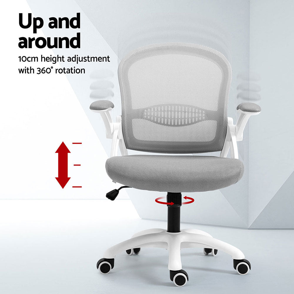 2x Mesh Office Chair Computer Gaming Desk Chairs Work Study Mid Back Grey