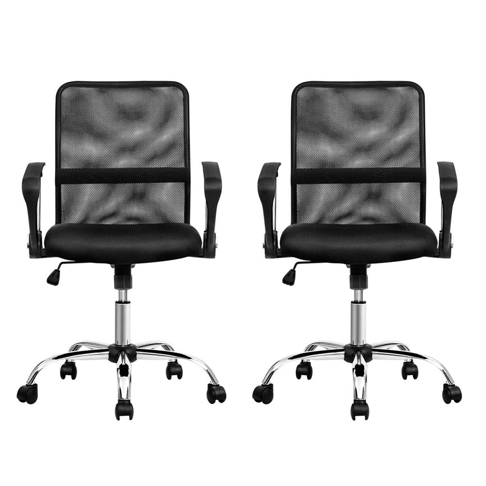 2x Mesh Office Chair Mid Back Black