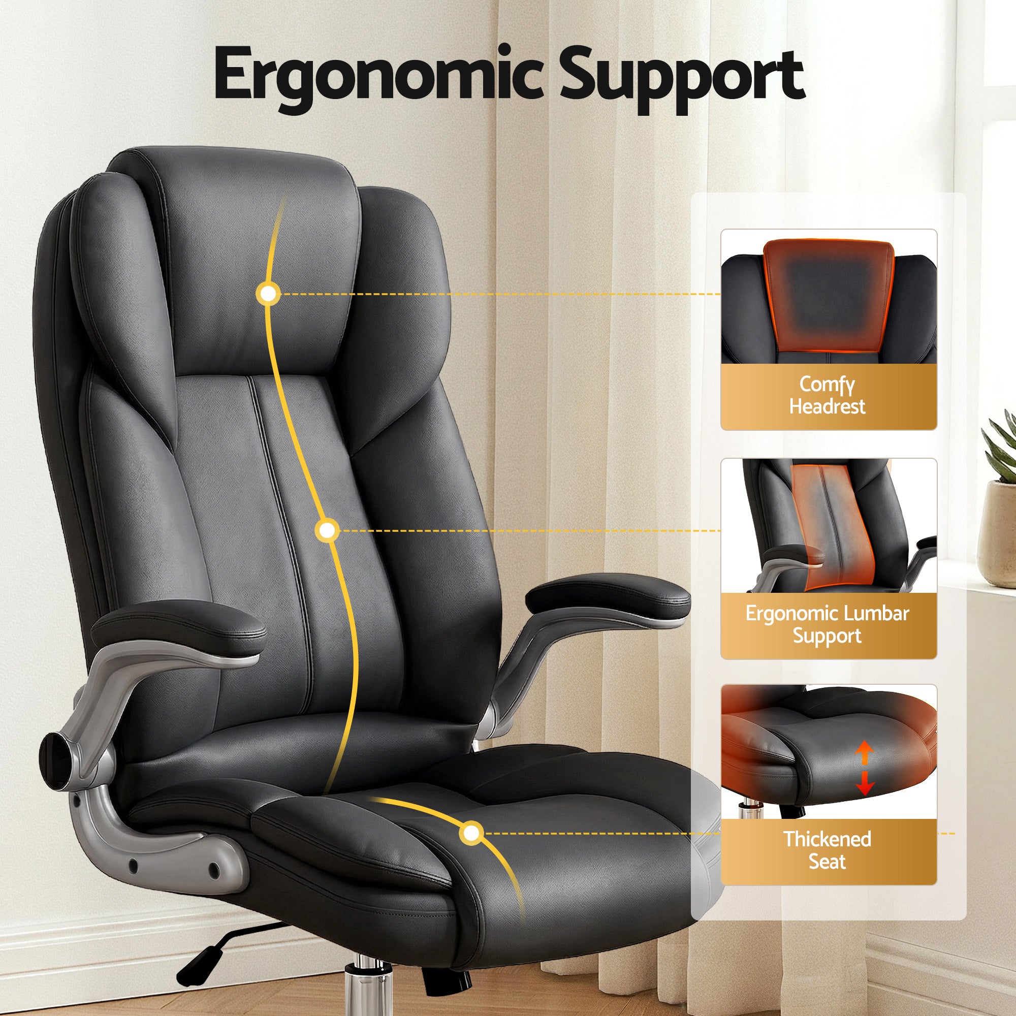 Artiss Executive Office Chair Leather Tilt Black