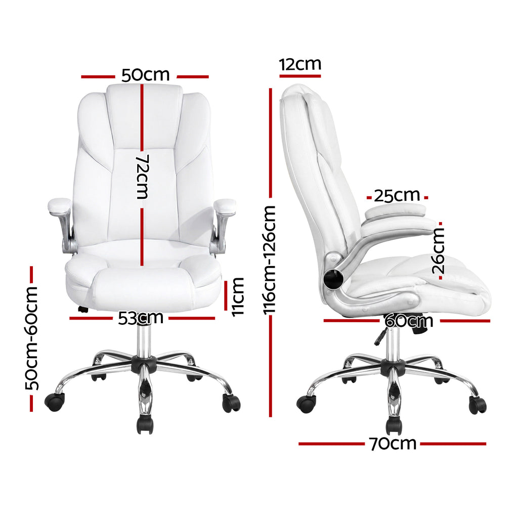 Artiss Executive Office Chair Leather Tilt White