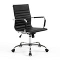 Artiss Office Chair Conference Chairs PU Leather Mid Back Black