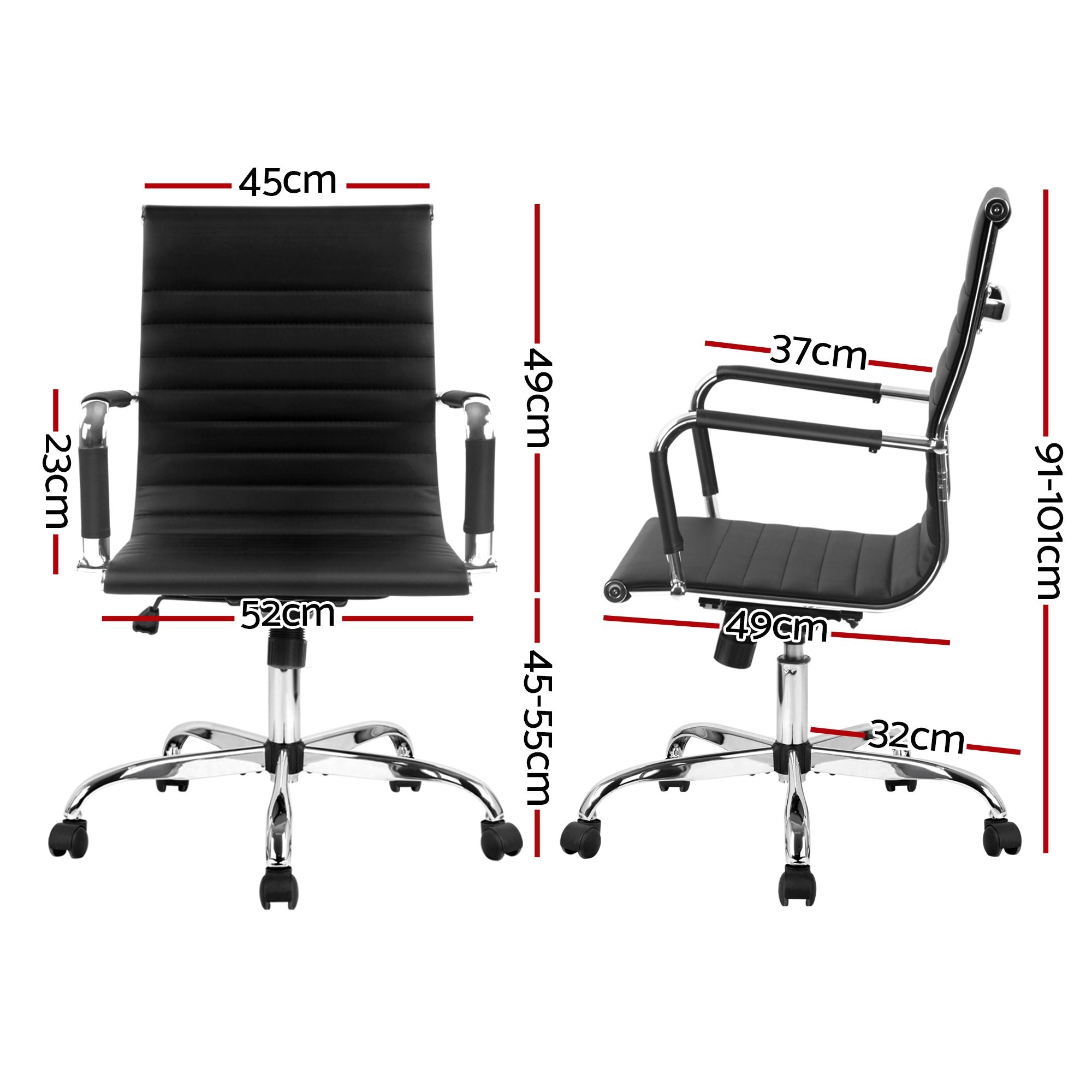 Artiss Office Chair Conference Chairs PU Leather Mid Back Black