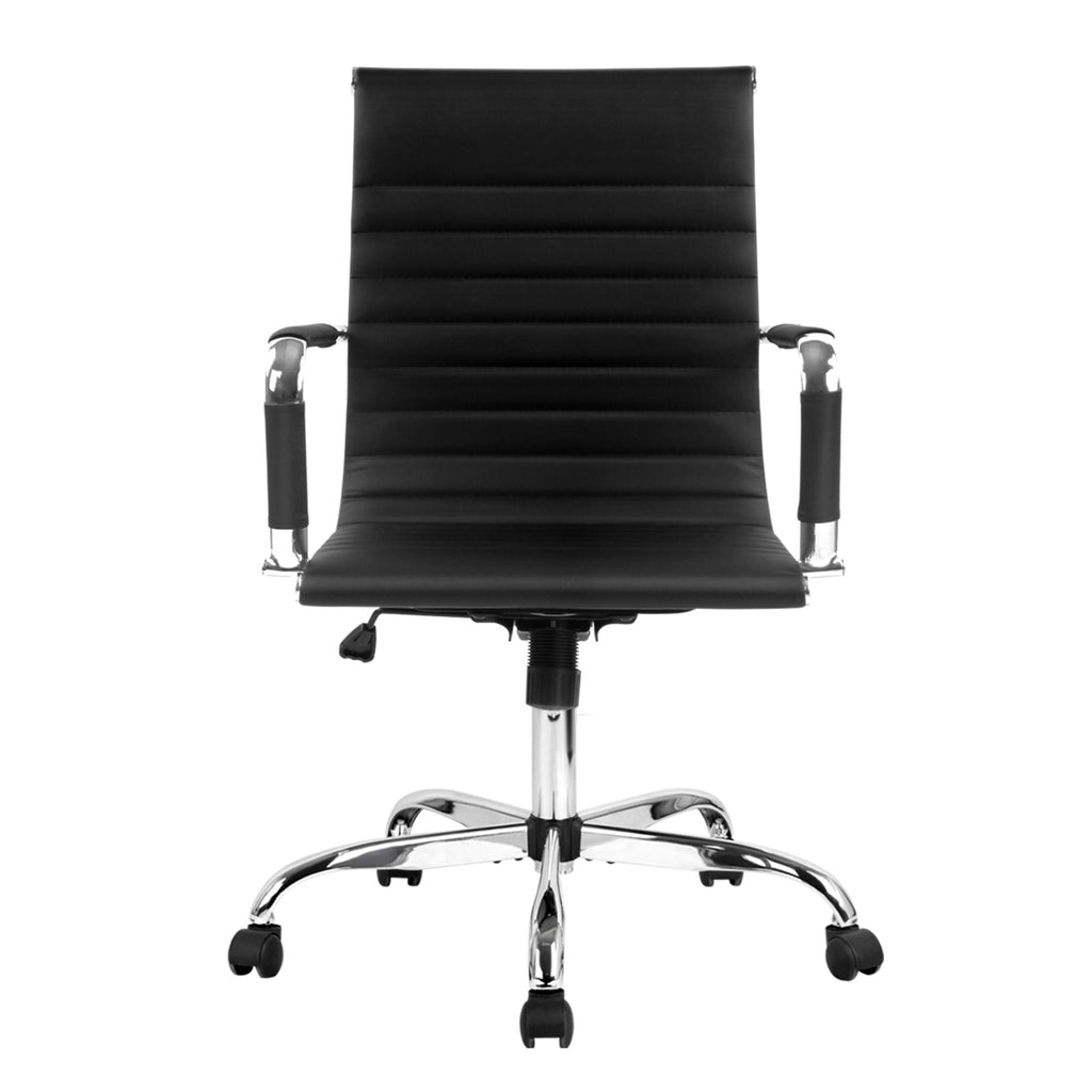 Artiss Office Chair Conference Chairs PU Leather Mid Back Black
