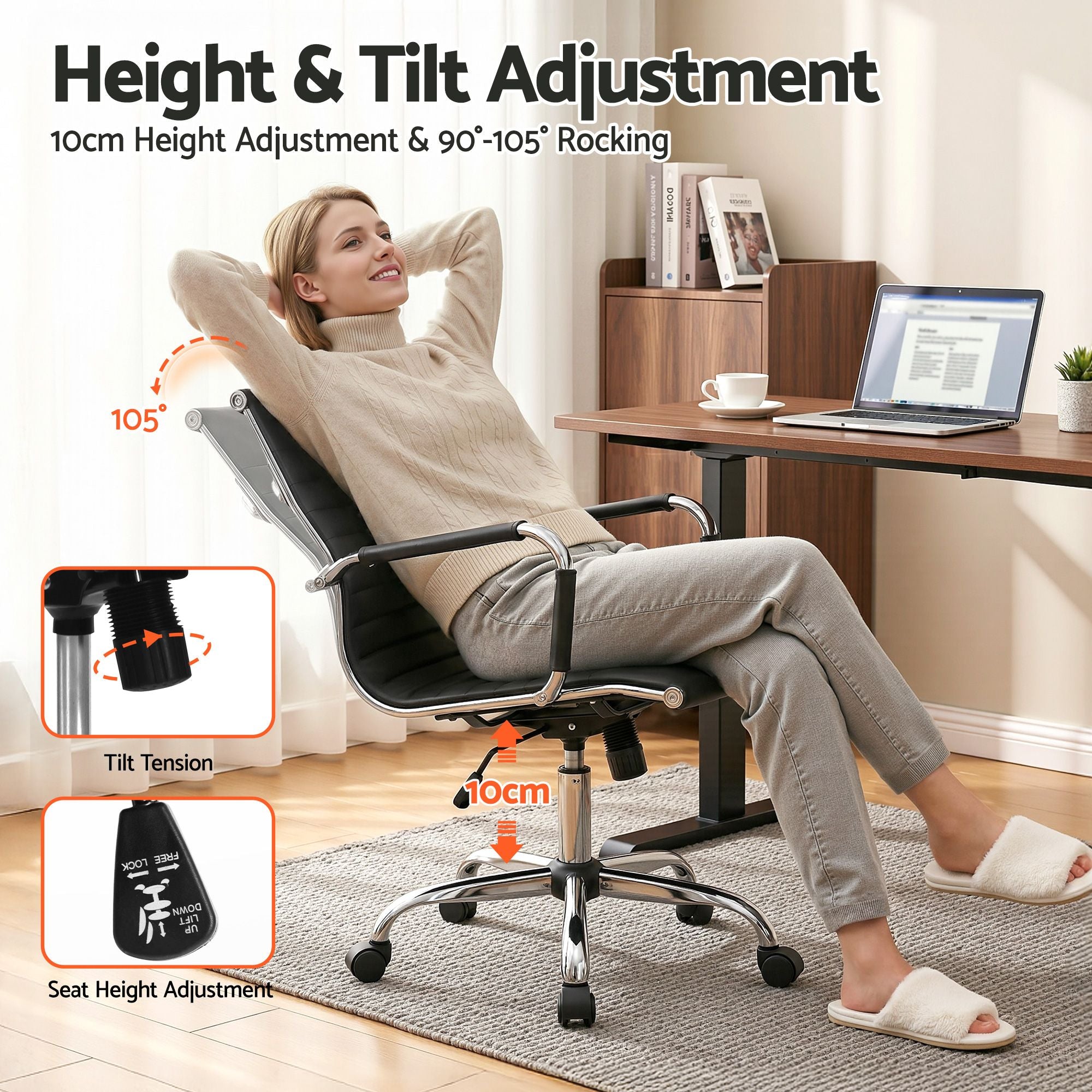 Artiss Office Chair Conference Chairs PU Leather Mid Back Black