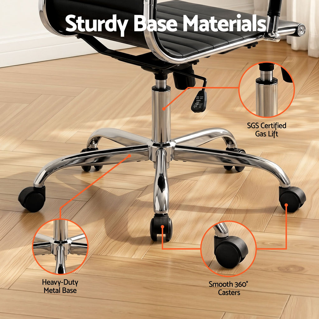 Artiss Office Chair Conference Chairs PU Leather Mid Back Black