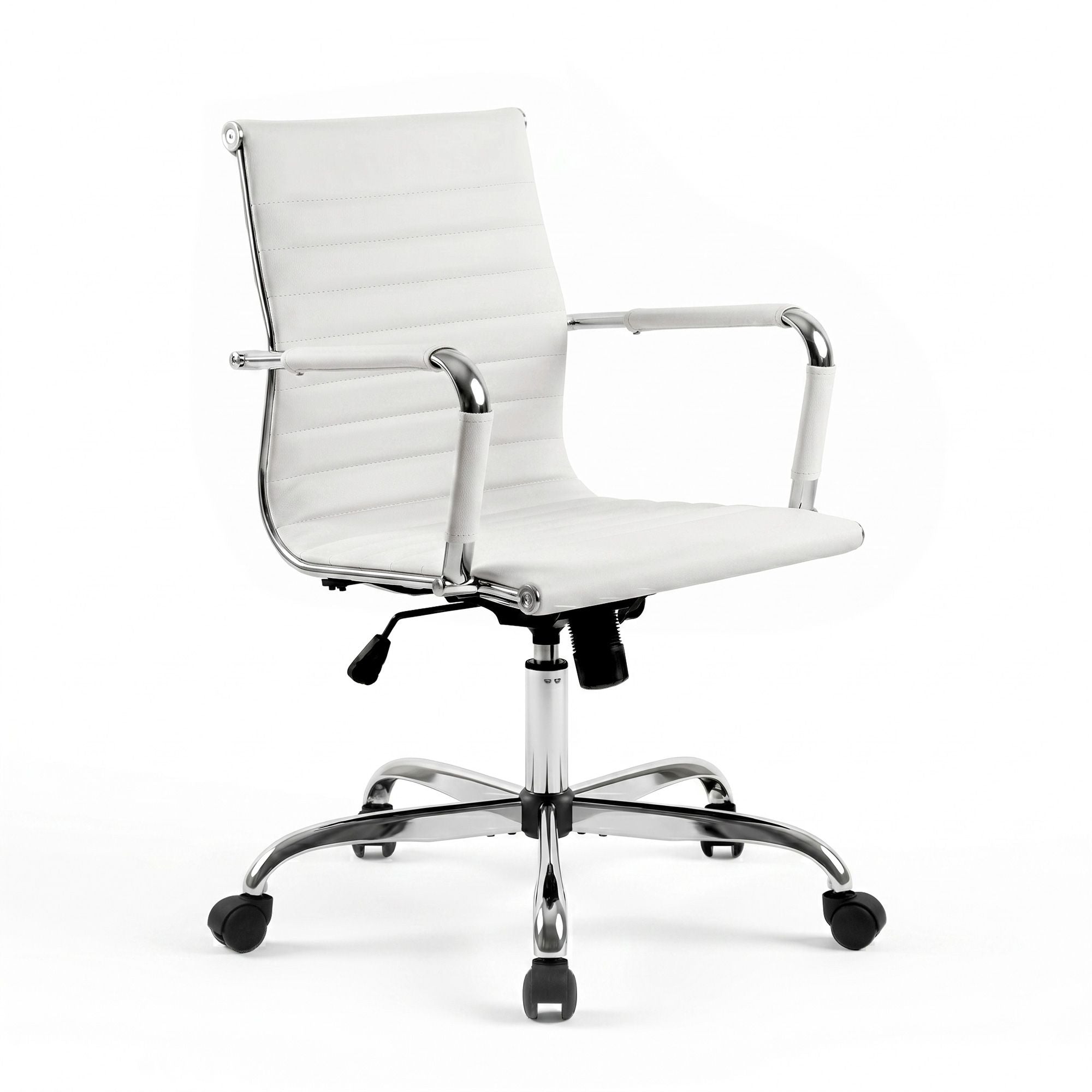 Artiss Office Chair Conference Chairs PU Leather Mid Back White