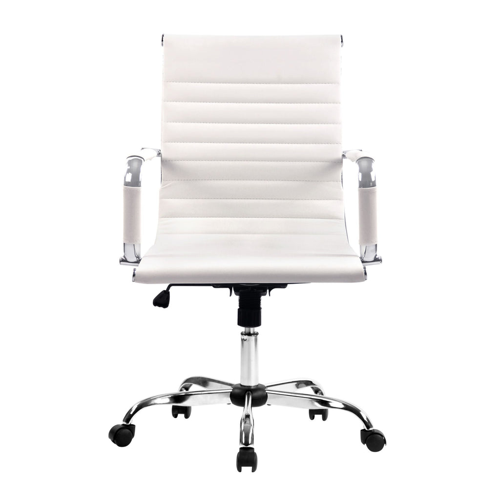 Artiss Office Chair Conference Chairs PU Leather Mid Back White