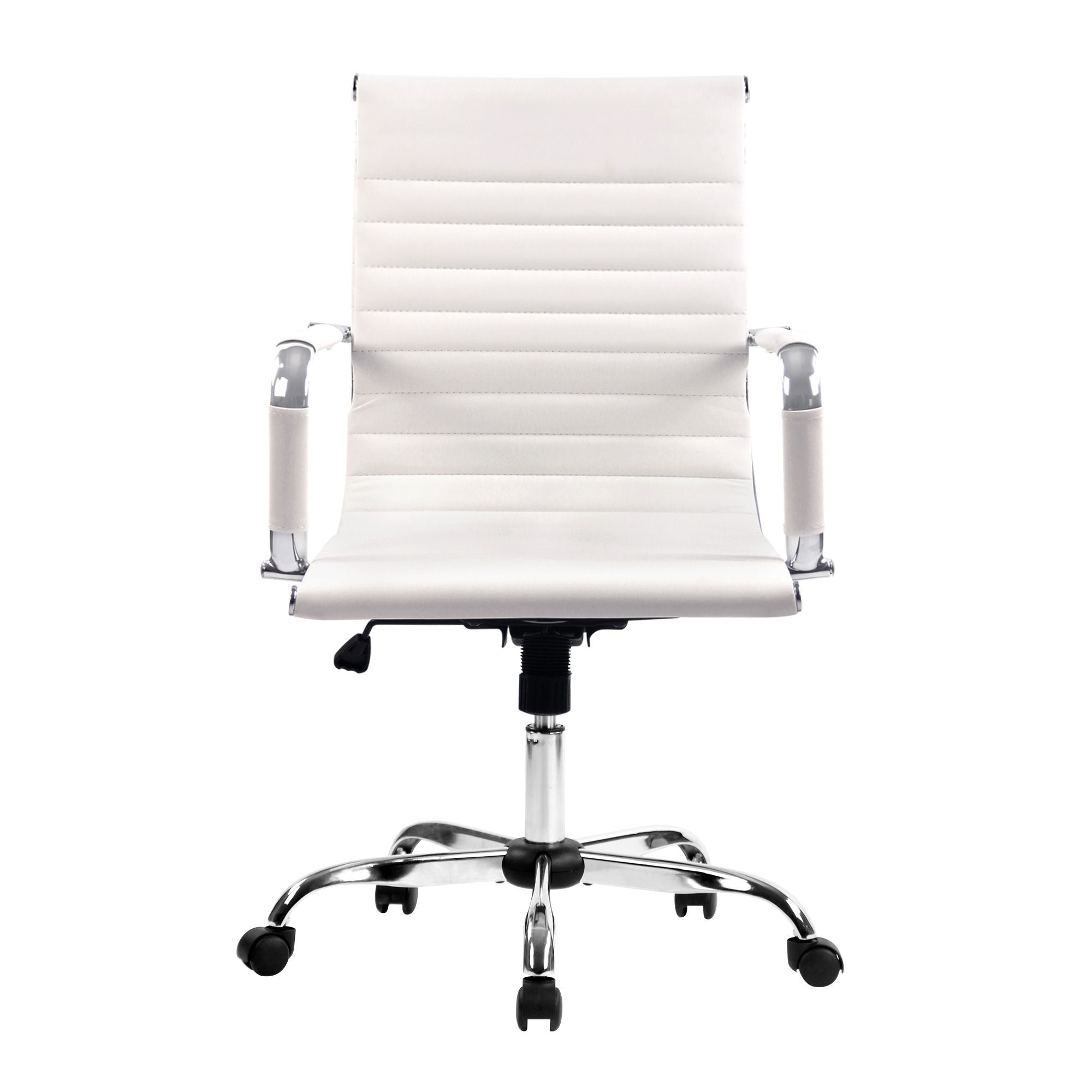 Artiss Office Chair Conference Chairs PU Leather Mid Back White