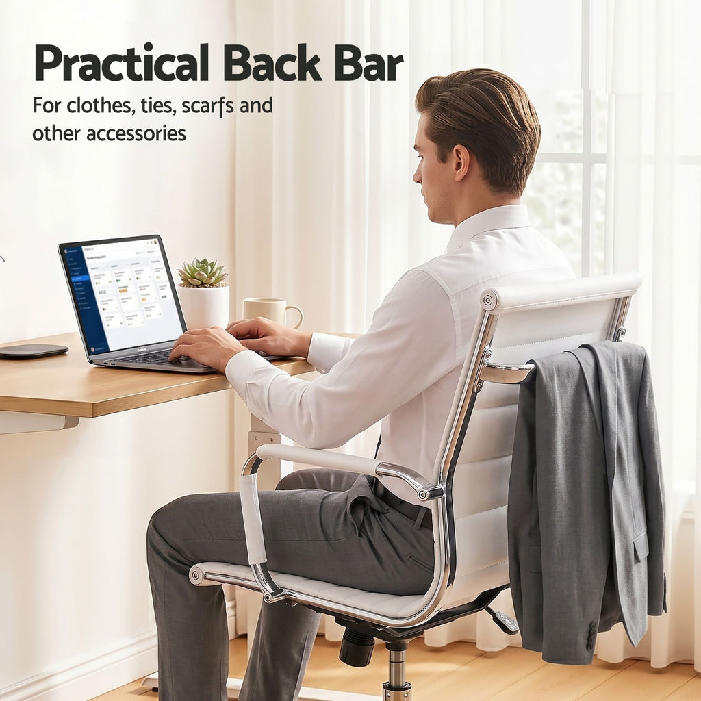 Artiss Office Chair Conference Chairs PU Leather Mid Back White