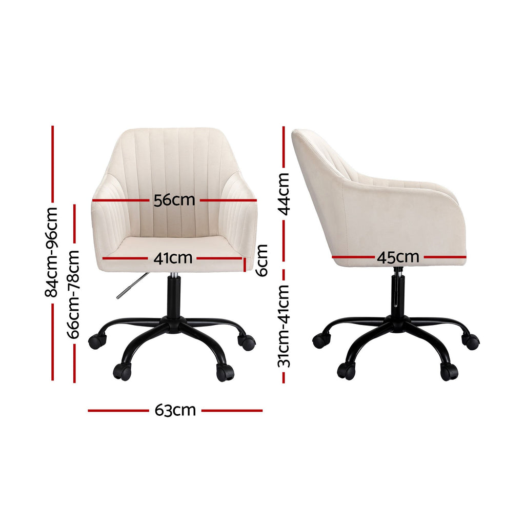 Artiss Office Chair Velvet Seat Cream