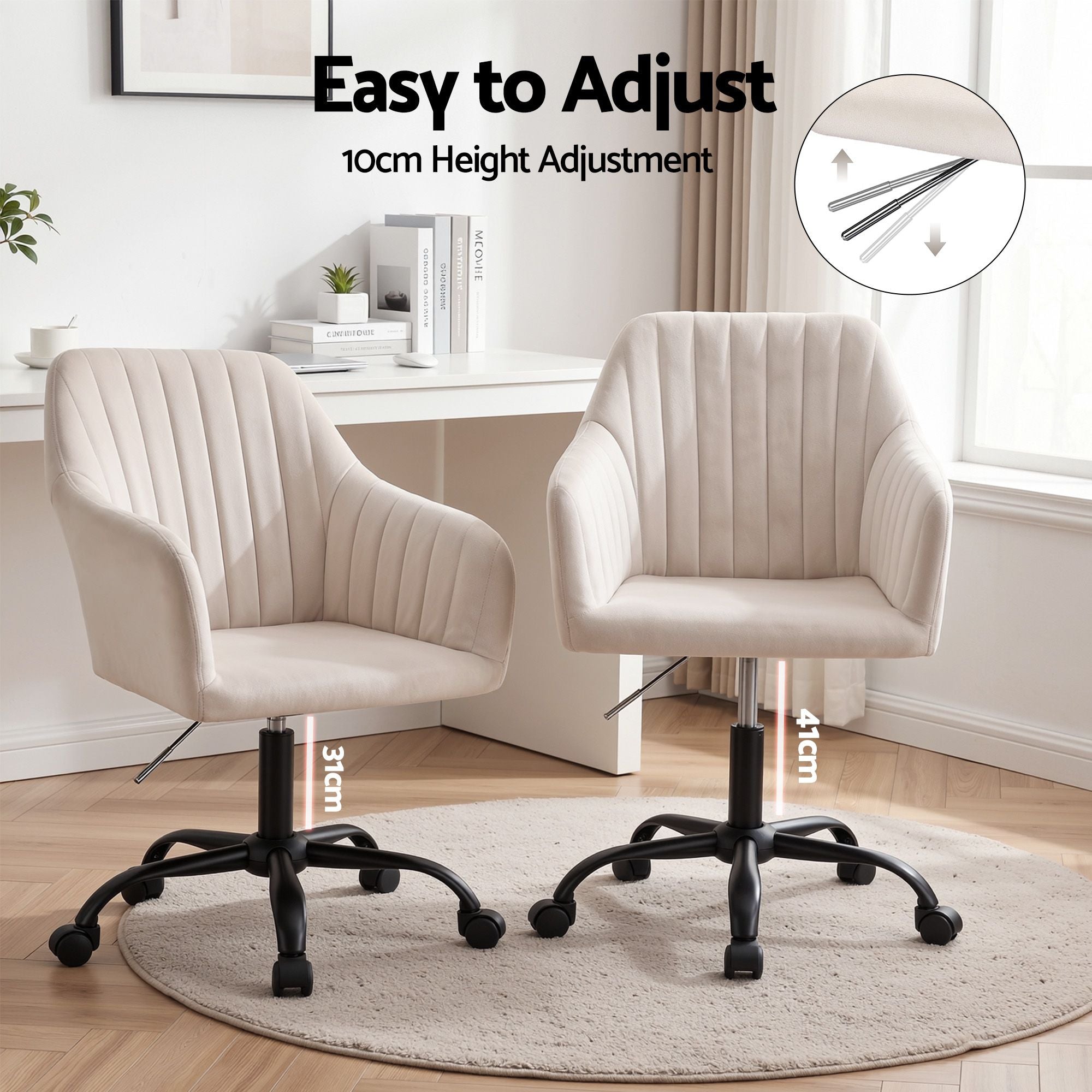 Artiss Office Chair Velvet Seat Cream