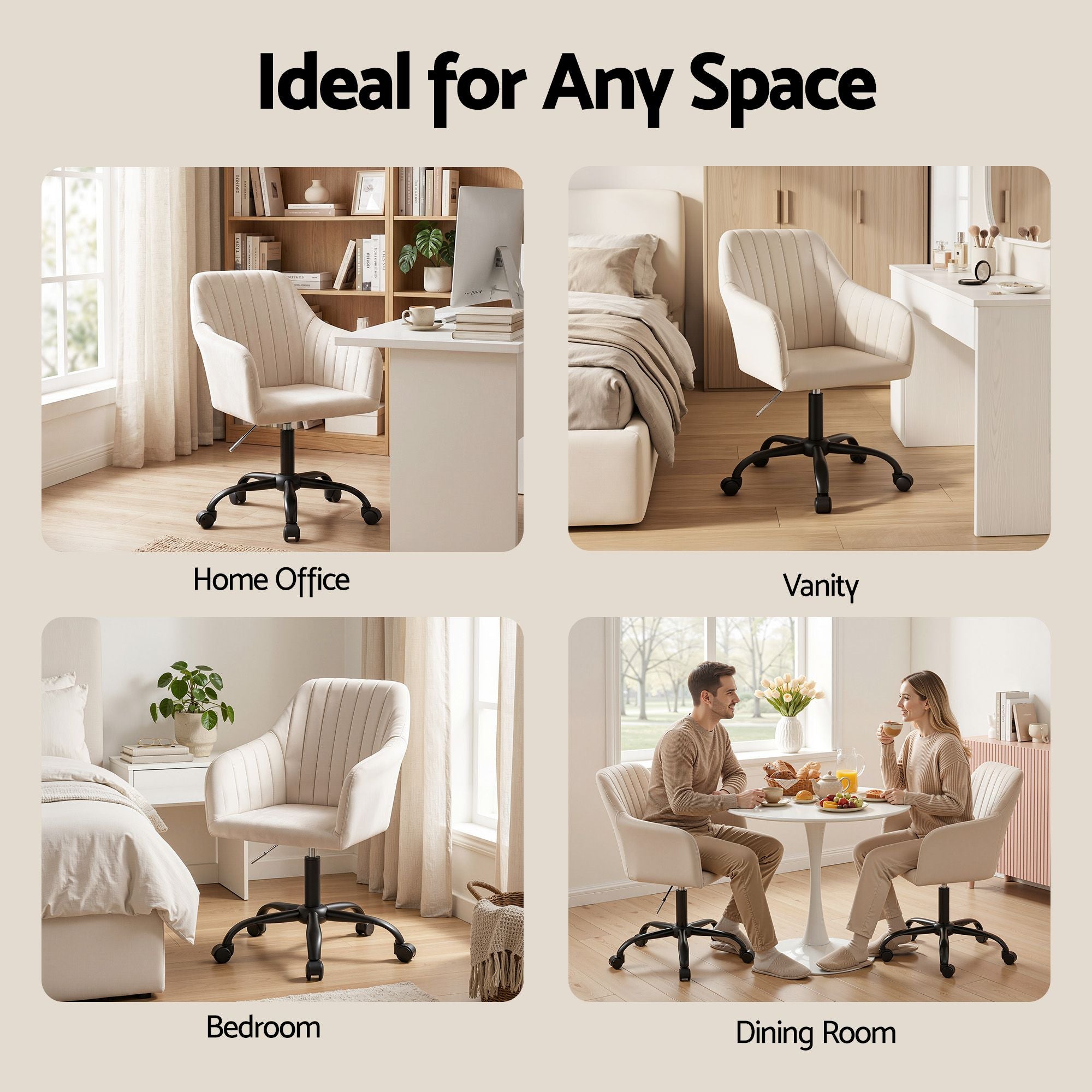 Artiss Office Chair Velvet Seat Cream