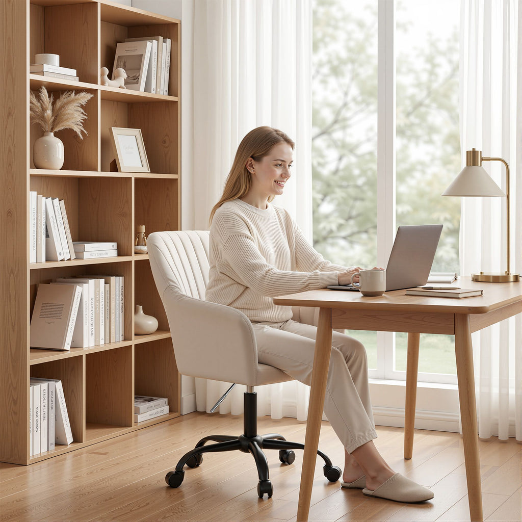 Artiss Office Chair Velvet Seat Cream