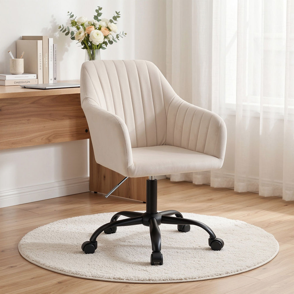 Artiss Office Chair Velvet Seat Cream