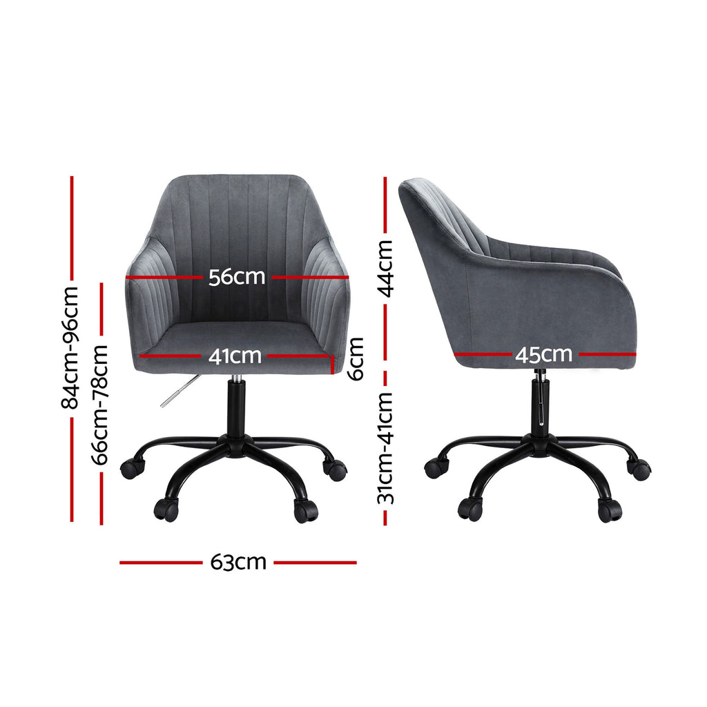 Artiss Office Chair Velvet Seat Dark Grey