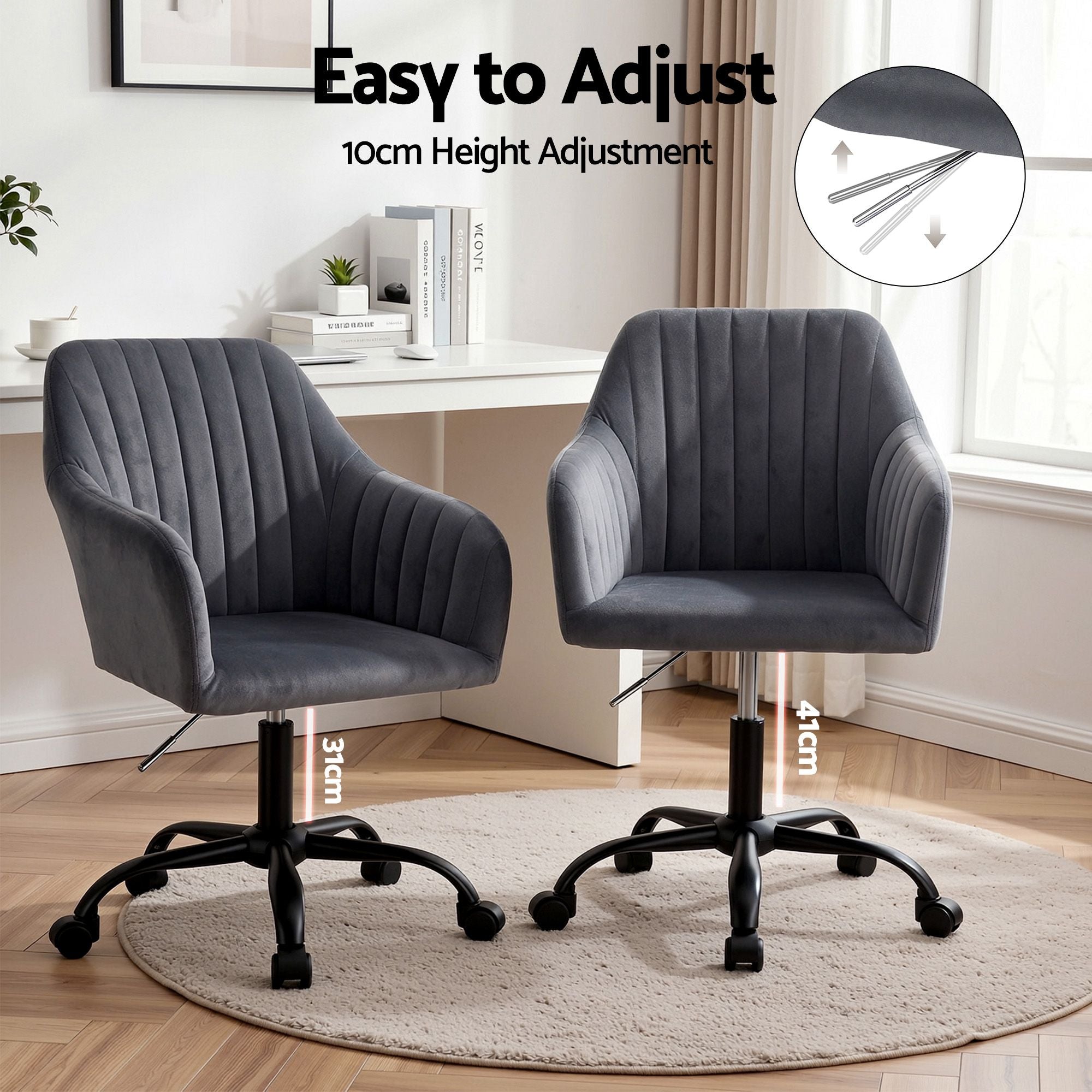 Artiss Office Chair Velvet Seat Dark Grey