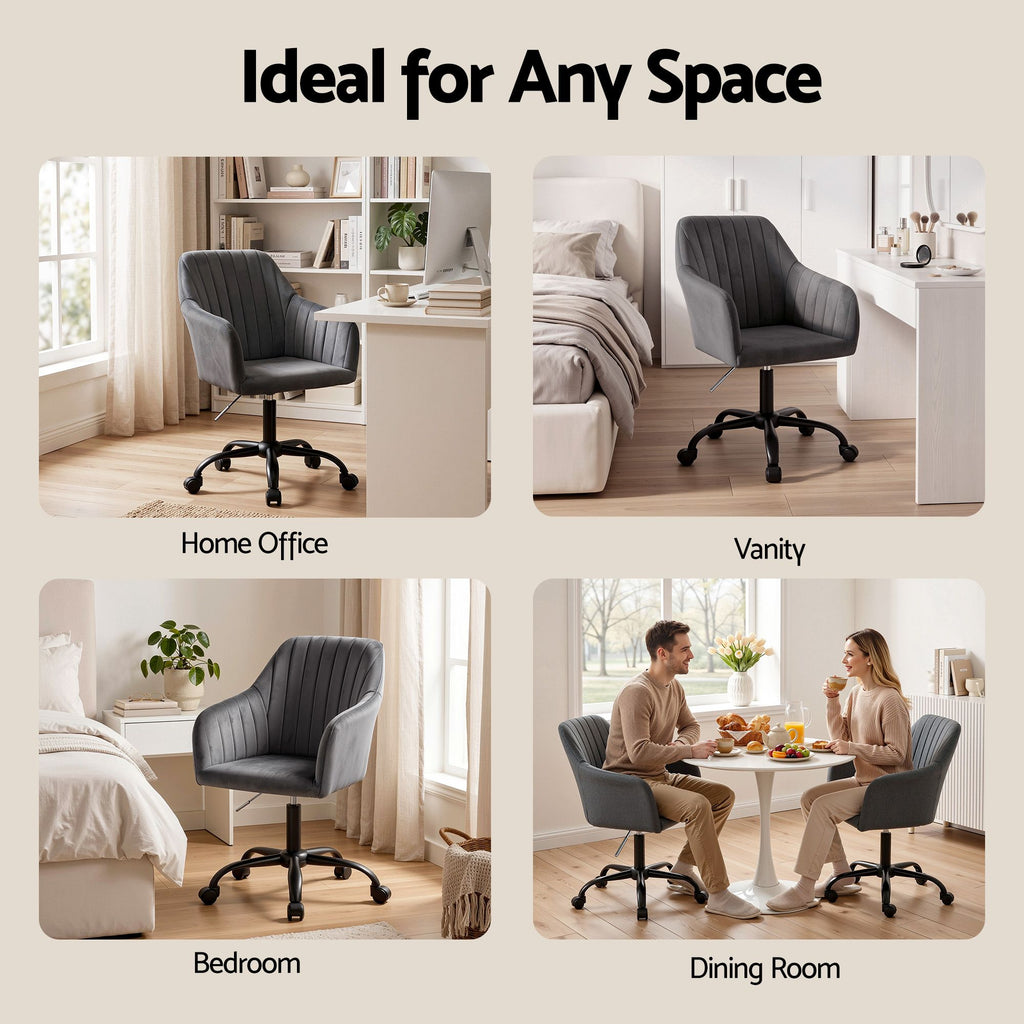Artiss Office Chair Velvet Seat Dark Grey
