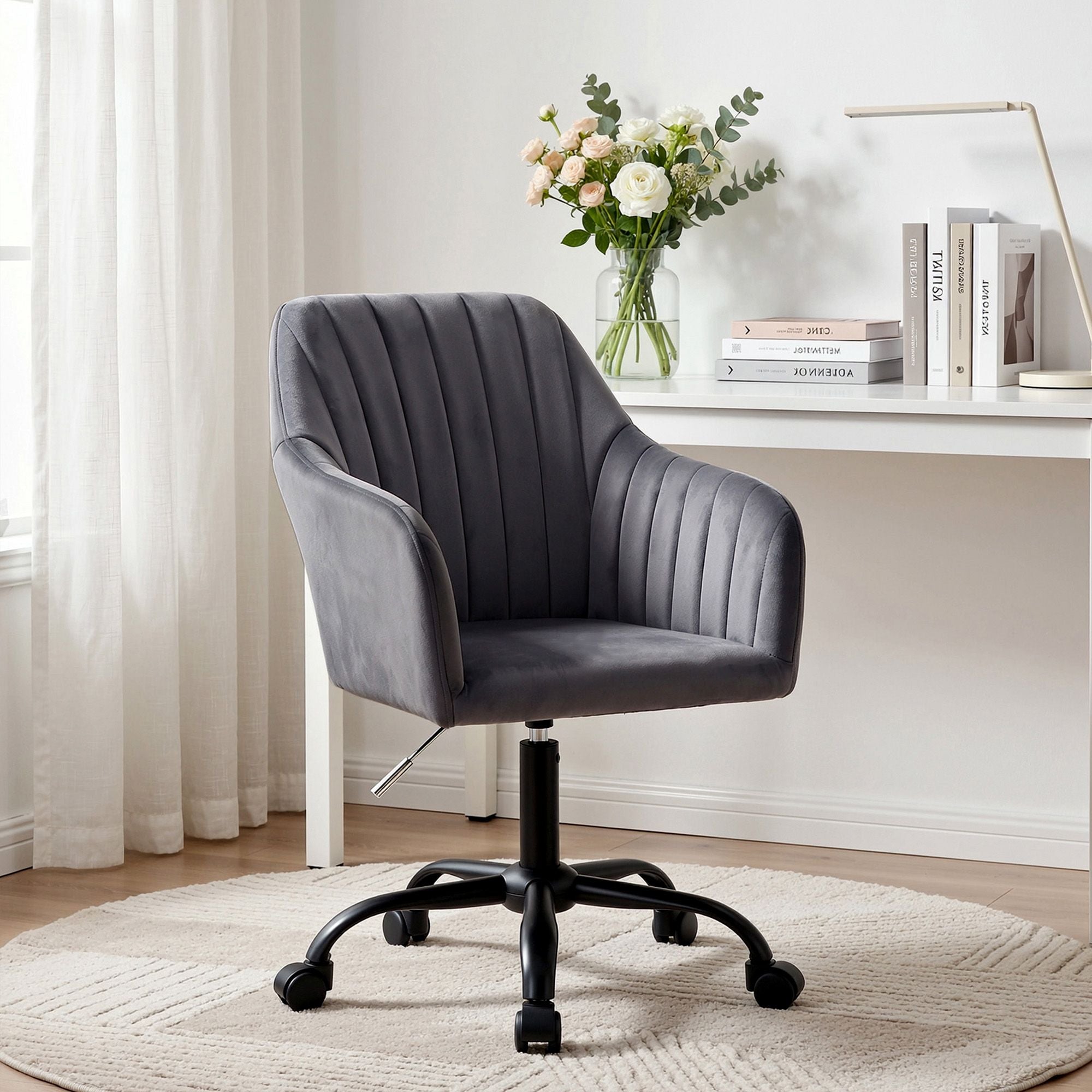 Artiss Office Chair Velvet Seat Dark Grey