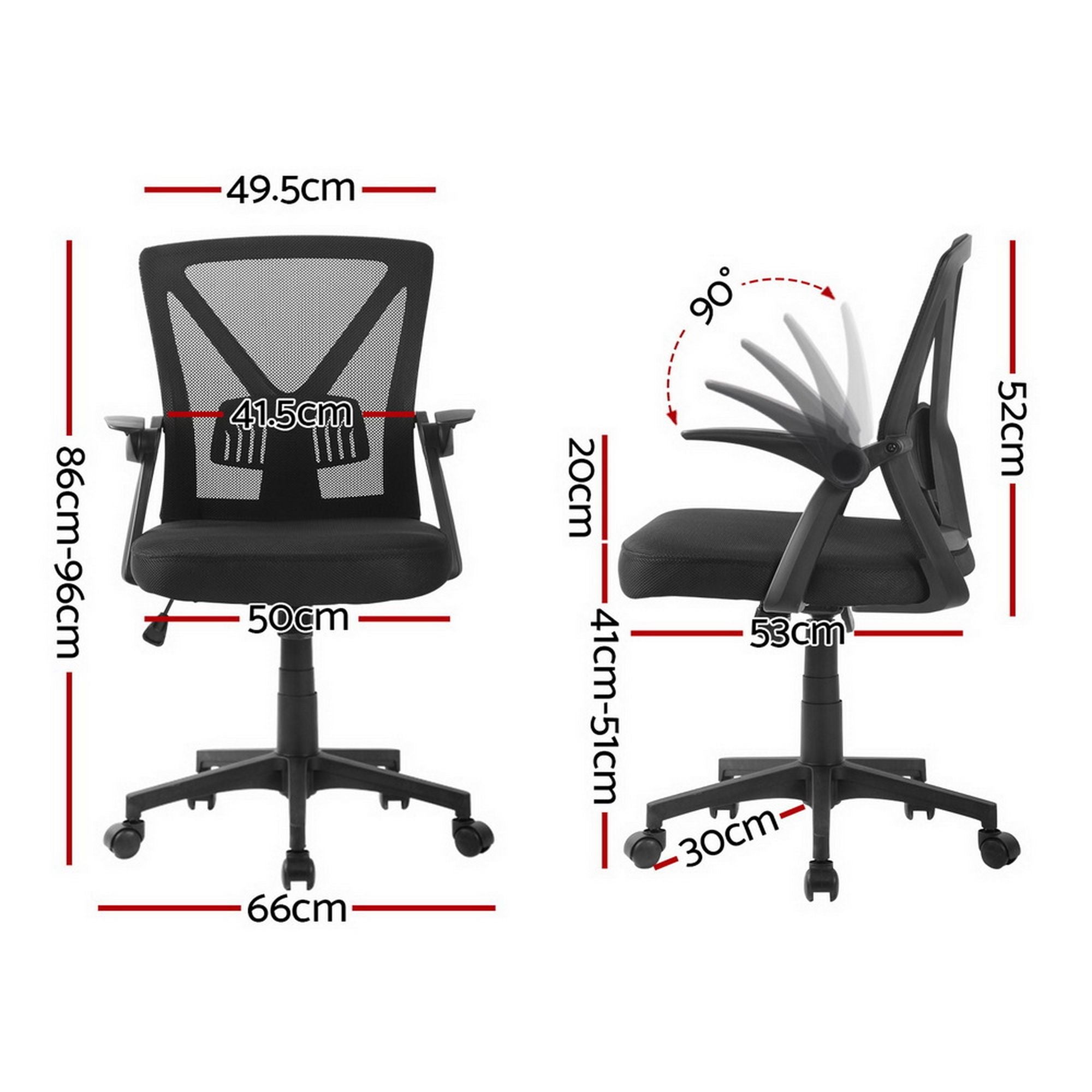 Artiss Mesh Office Chair Mid Back Black