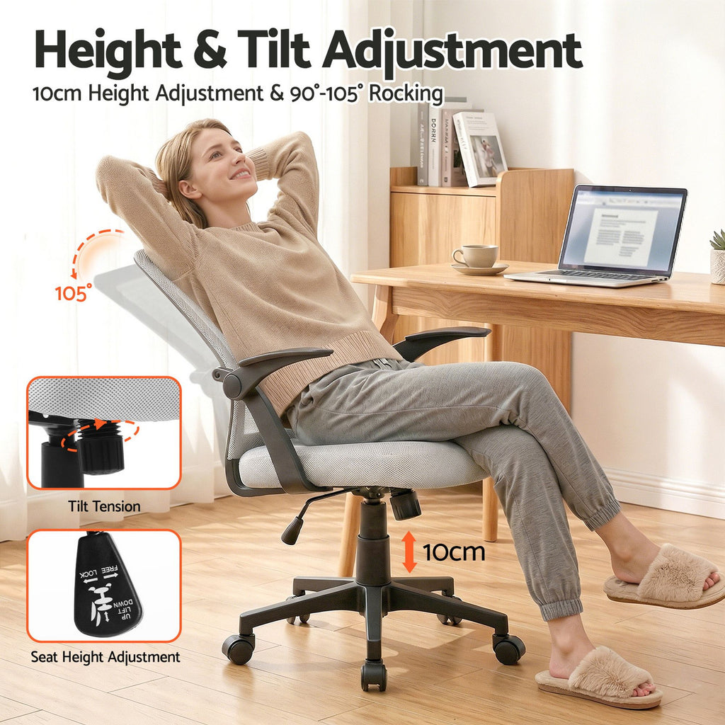 Artiss Mesh Office Chair Mid Back Grey