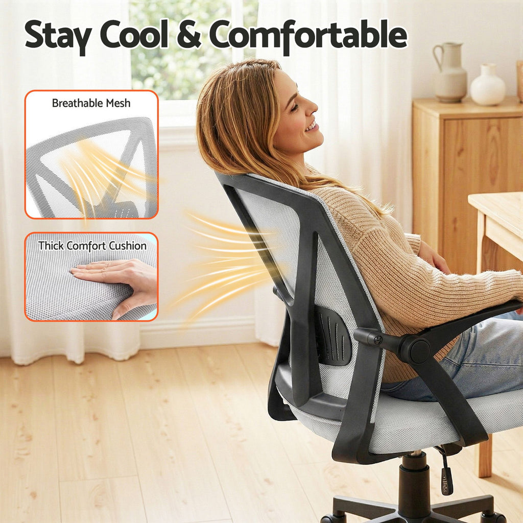 Artiss Mesh Office Chair Mid Back Grey
