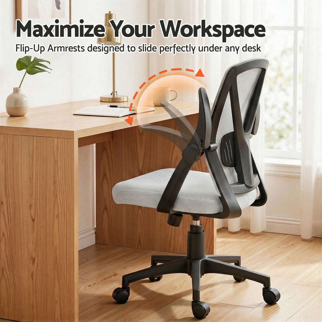 Artiss Mesh Office Chair Mid Back Grey
