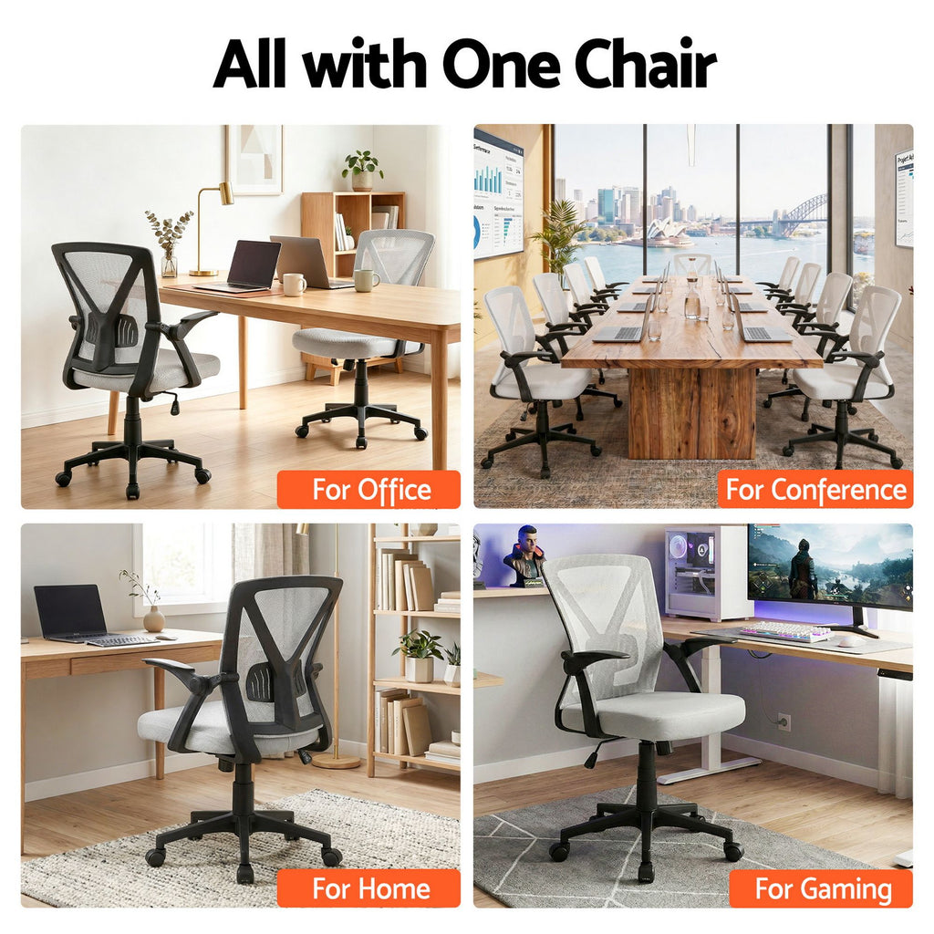 Artiss Mesh Office Chair Mid Back Grey