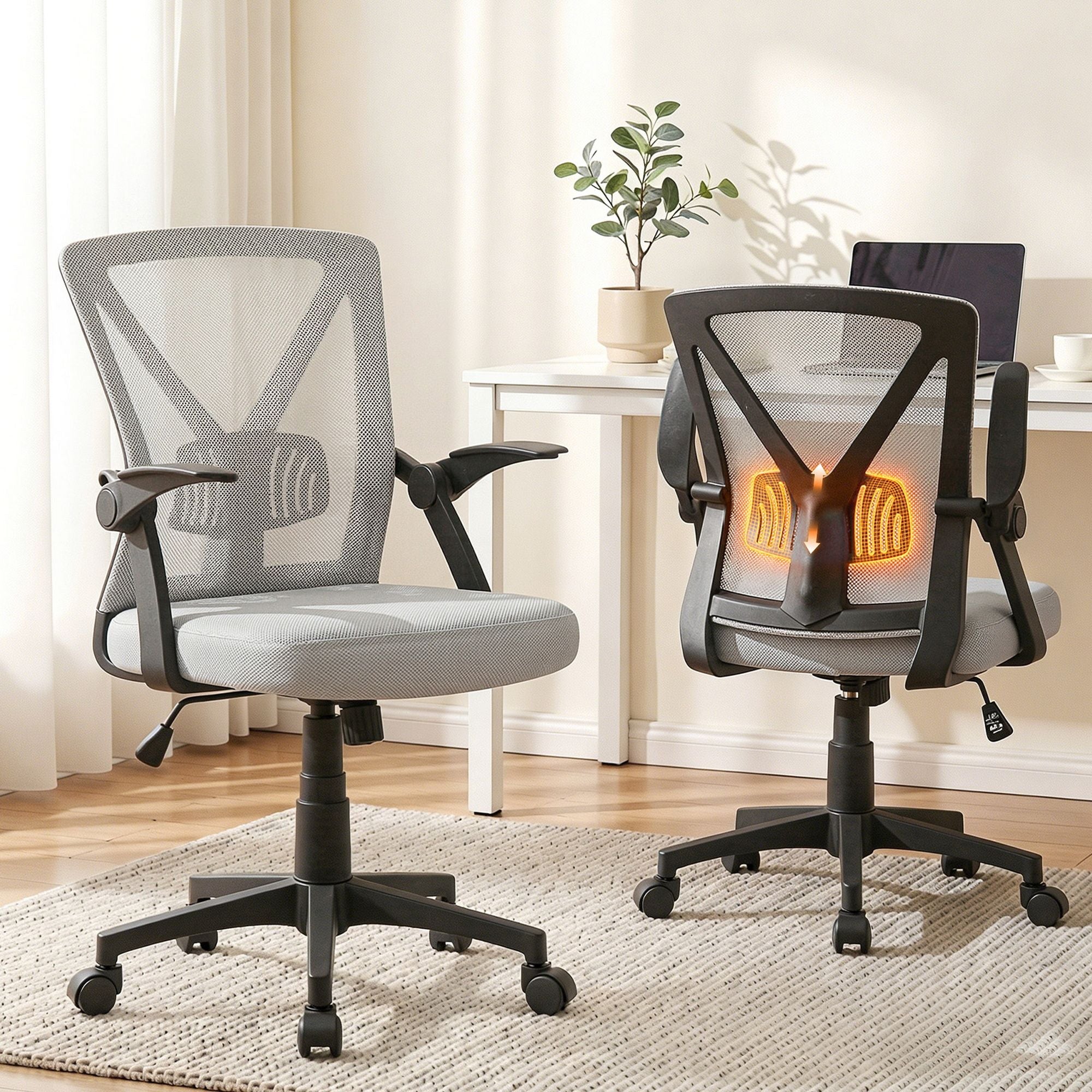 Artiss Mesh Office Chair Mid Back Grey