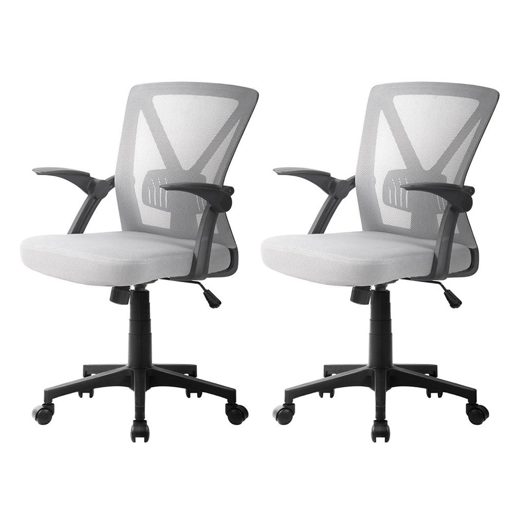 2x Mesh Office Chair Mid Back Grey