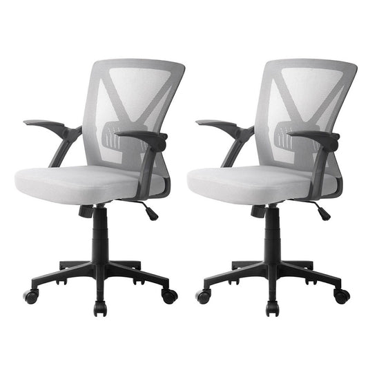 2x Mesh Office Chair Mid Back Grey