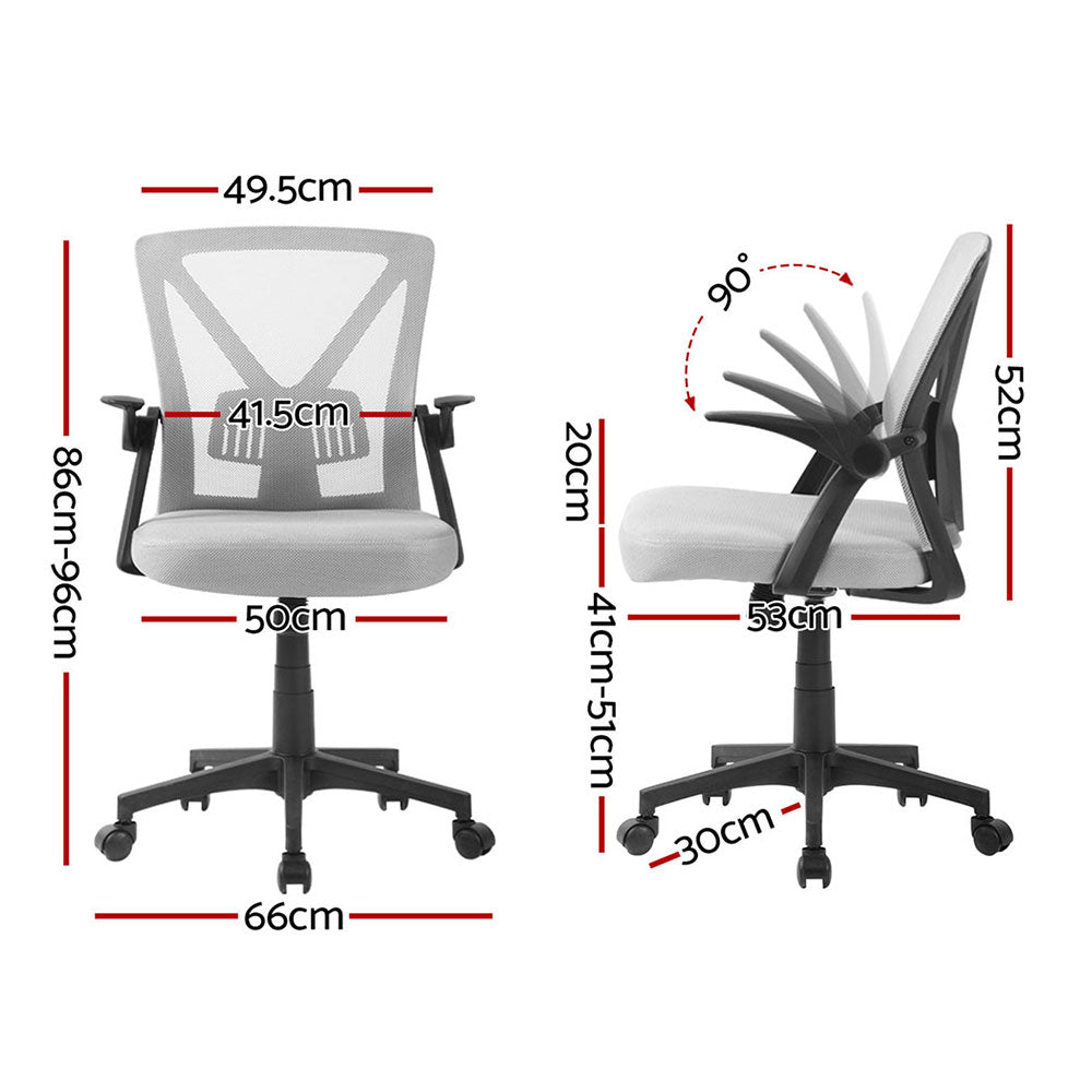 2x Mesh Office Chair Mid Back Grey