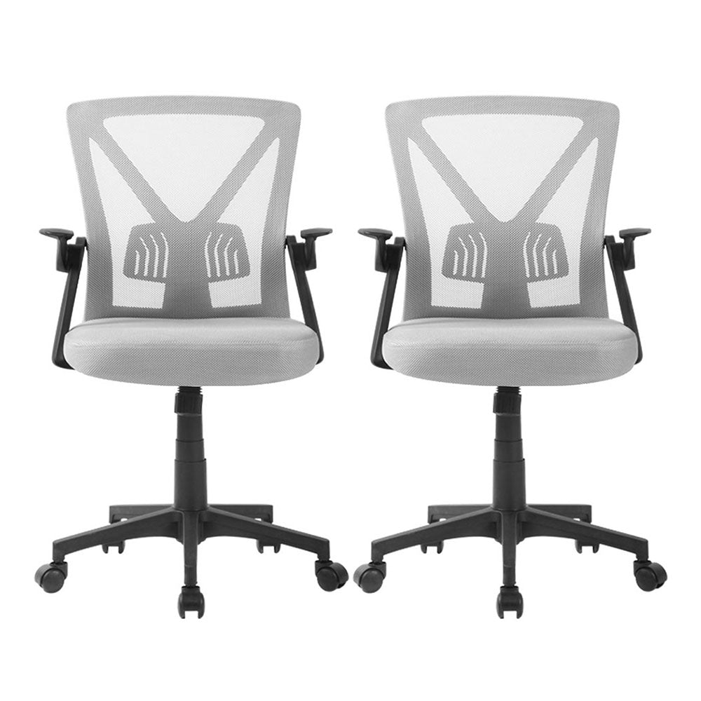 2x Mesh Office Chair Mid Back Grey