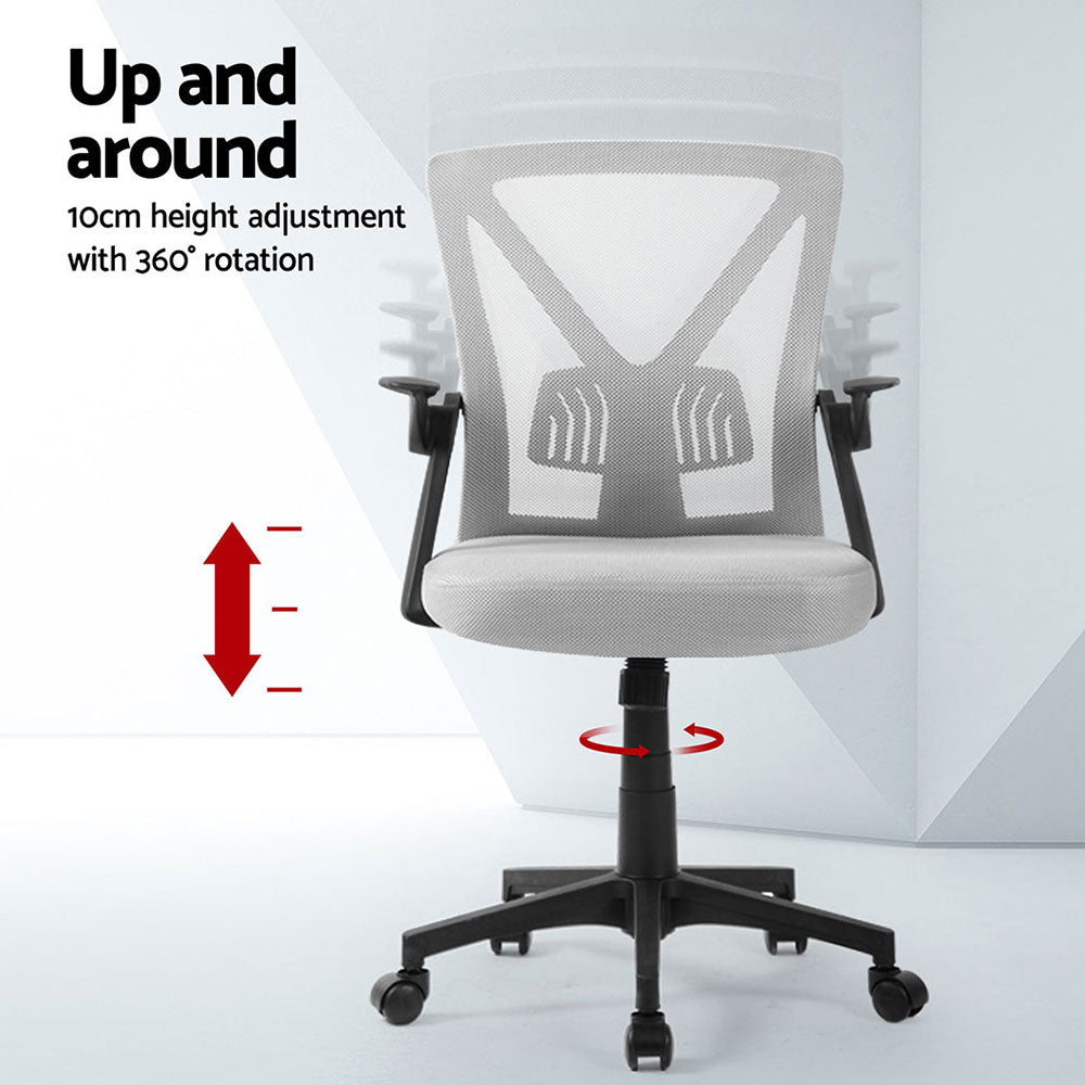 2x Mesh Office Chair Mid Back Grey