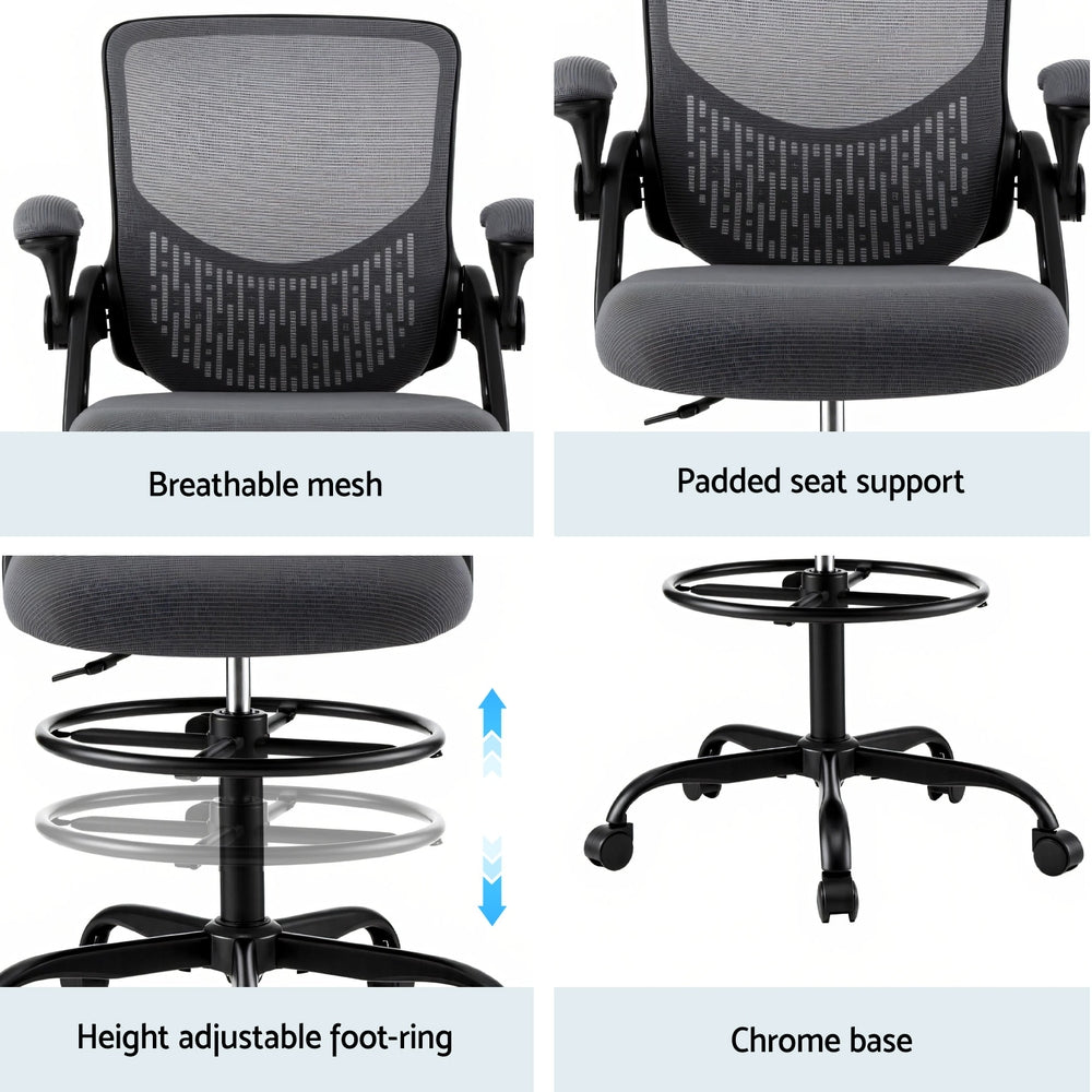 Office Chair Drafting Chairs Stool Computer Desk Studios Mesh Grey