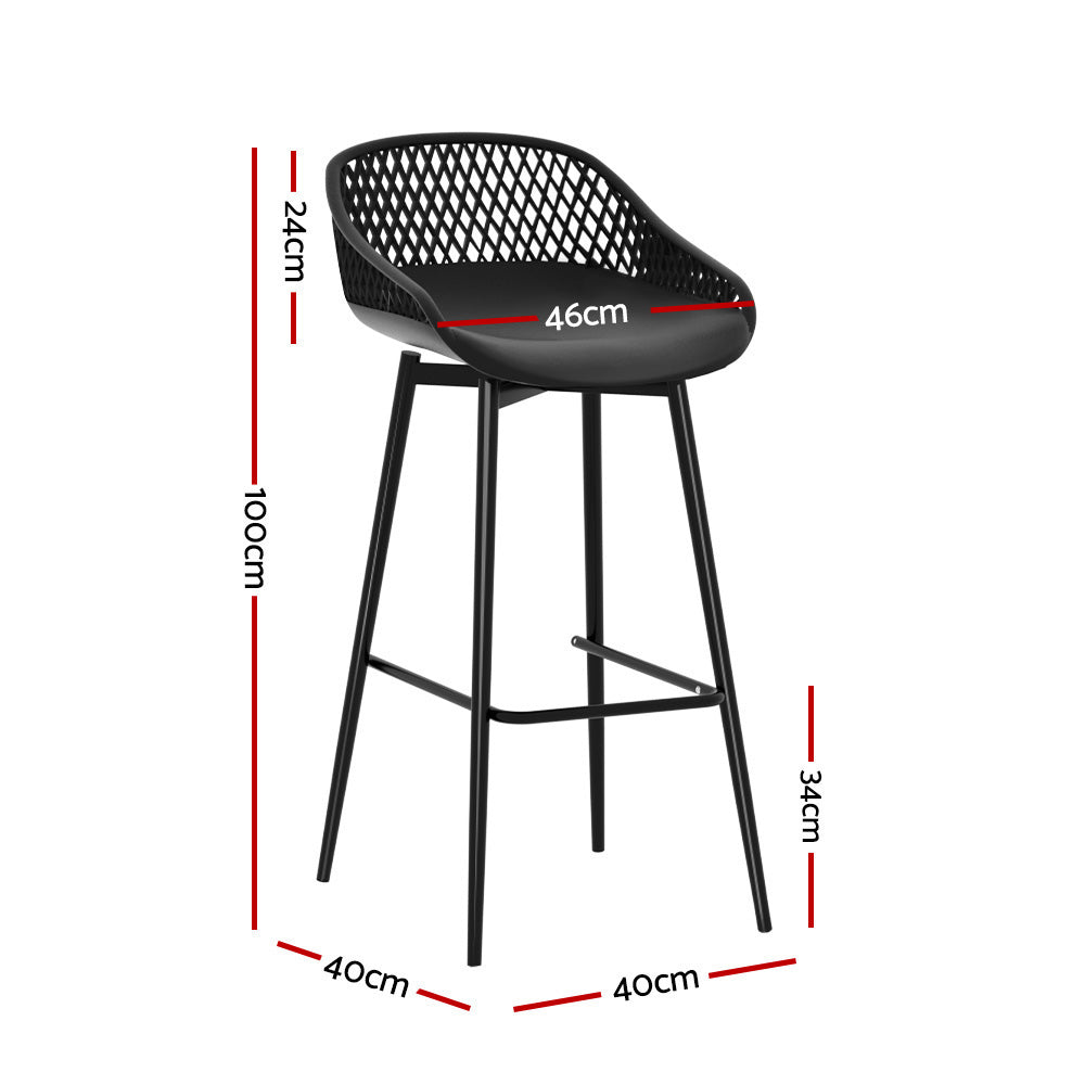 2x Outdoor Bar Stools Plastic Black