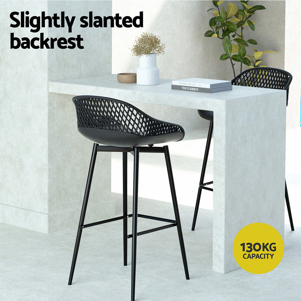 2x Outdoor Bar Stools Plastic Black