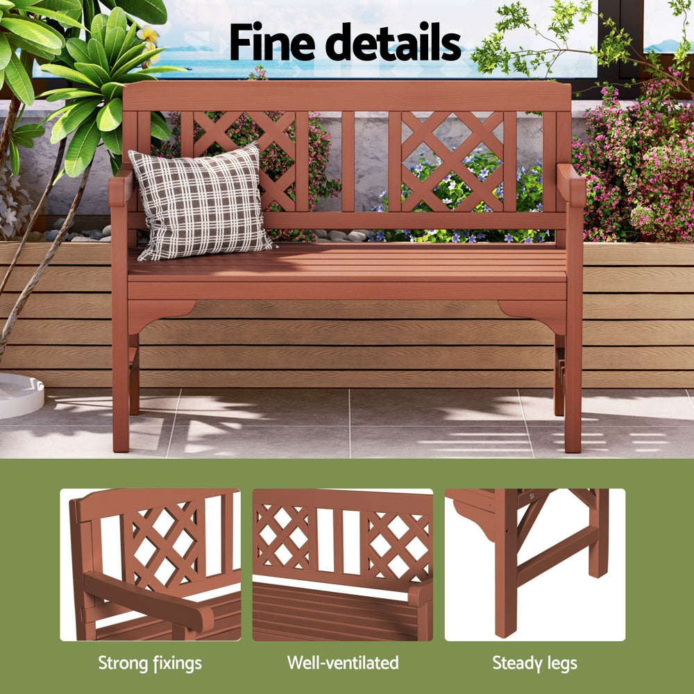 Outdoor Garden Bench Wooden Chair 2 Seat Patio Furniture Lounge Natural
