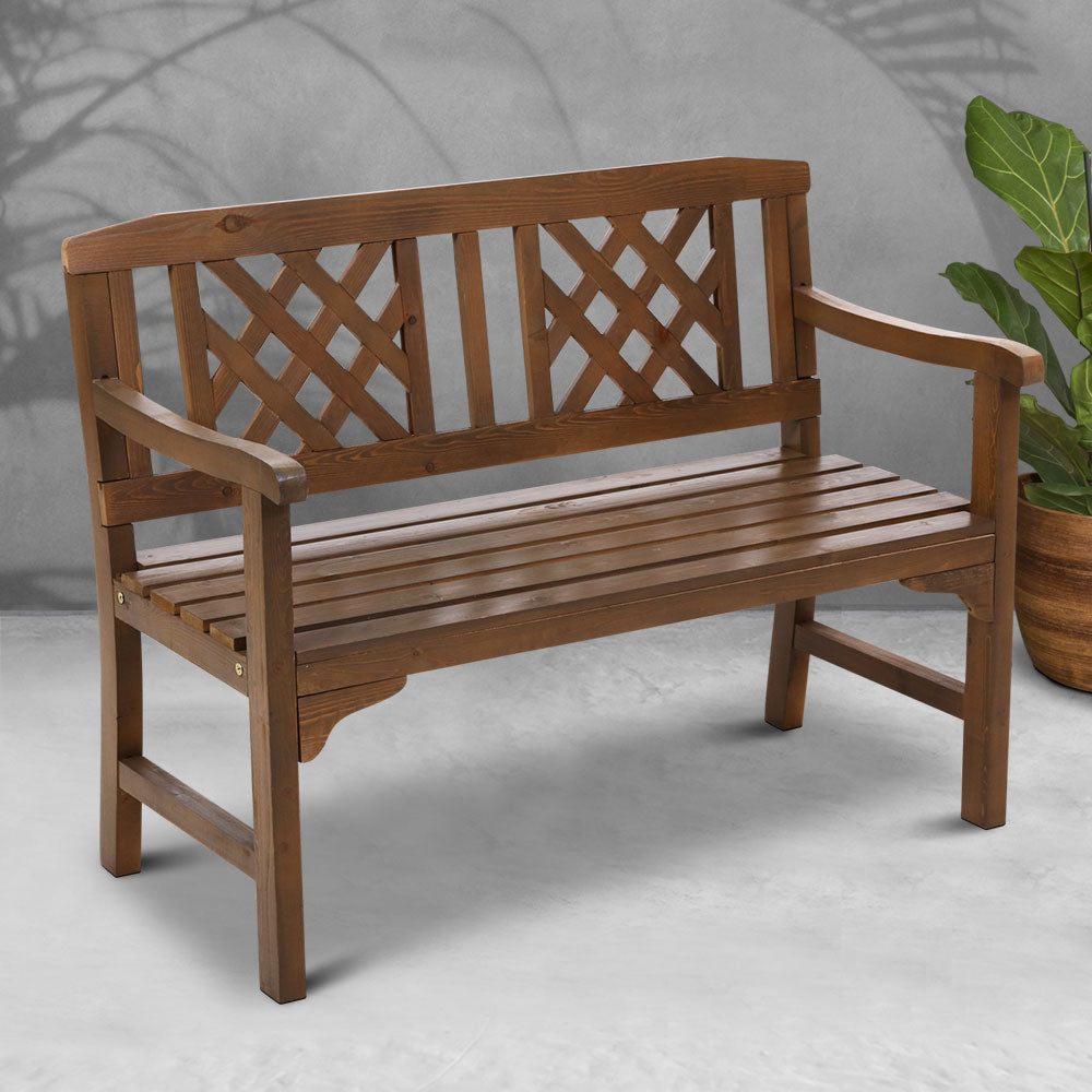 Outdoor Garden Bench Wooden Chair 2 Seat Patio Furniture Lounge Natural