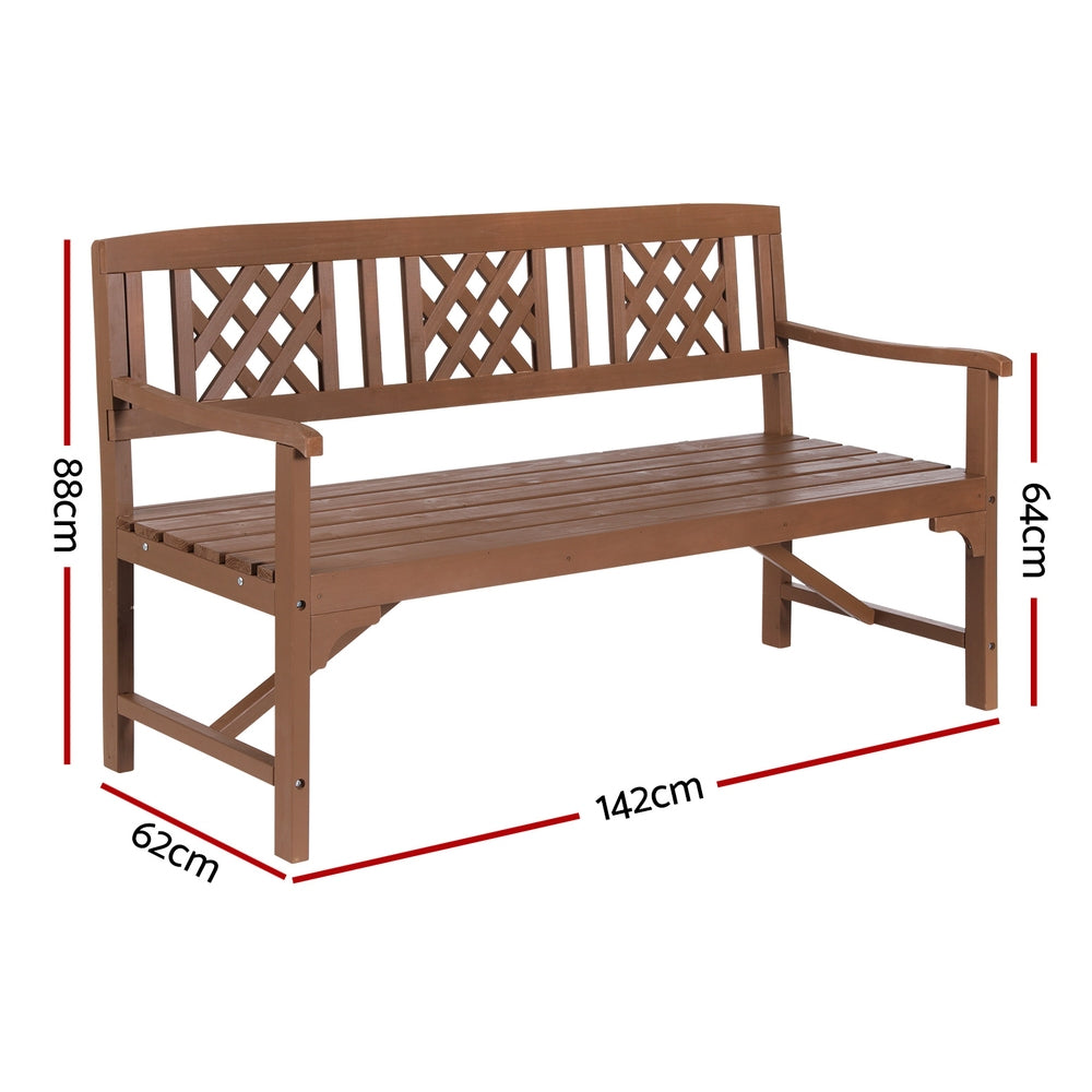 Outdoor Garden Bench Wooden Chair 3 Seat Patio Furniture Lounge Natural