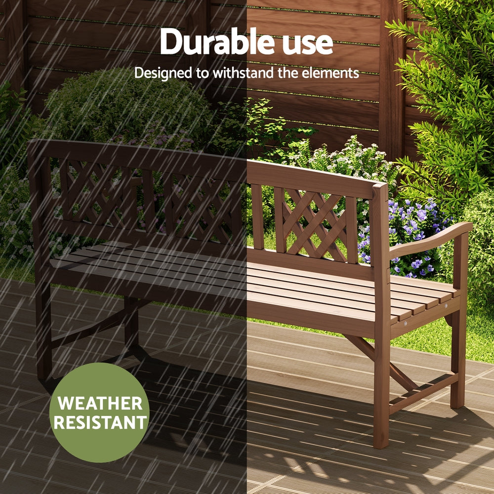 Outdoor Garden Bench Wooden Chair 3 Seat Patio Furniture Lounge Natural