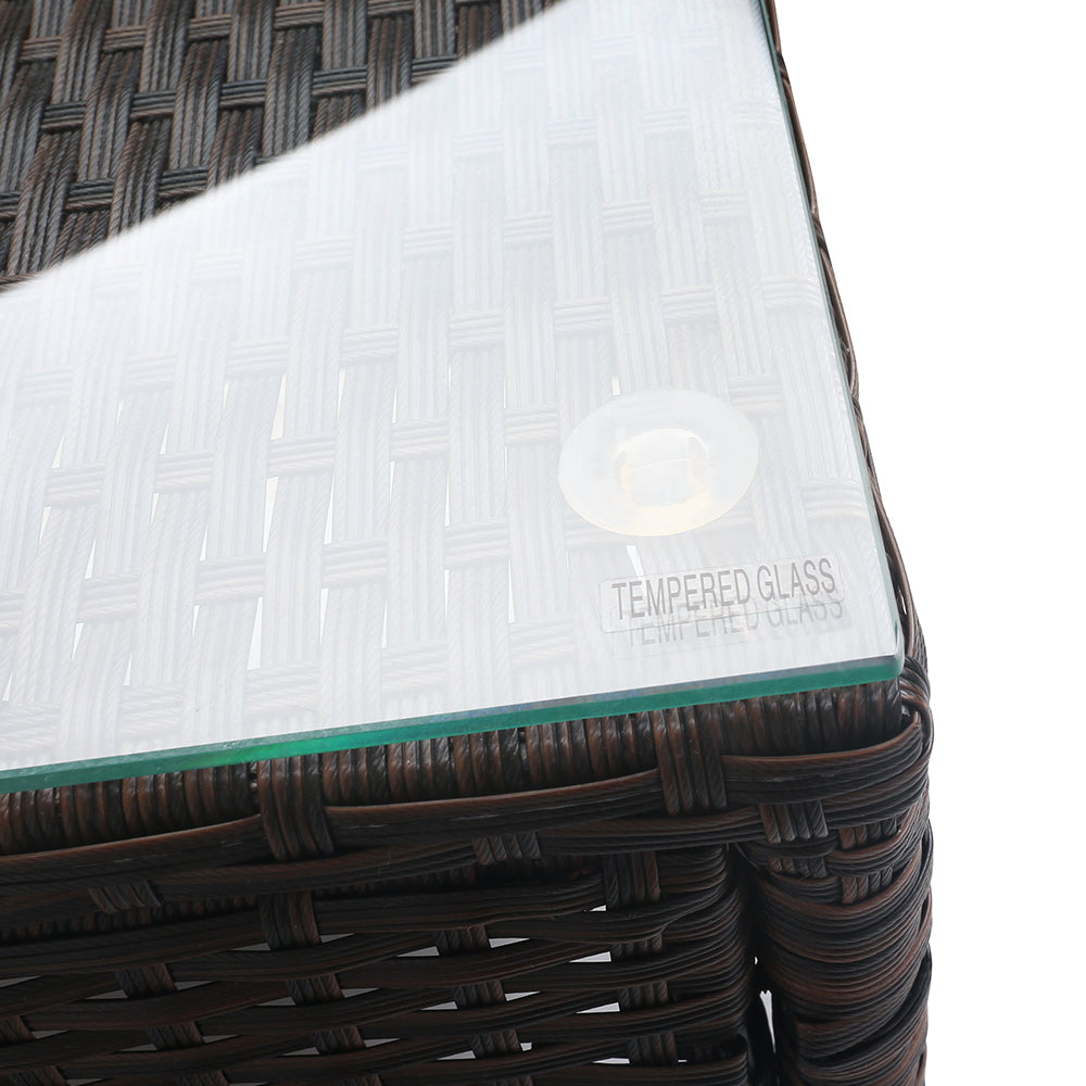 3PC Outdoor Bistro Set Patio Furniture Wicker Setting Chairs Table Cushion Brown