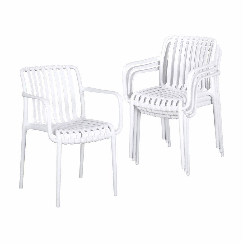 Gardeon 4PC Outdoor Dining Chairs Patio Furniture PP Stackable Chair Garden White