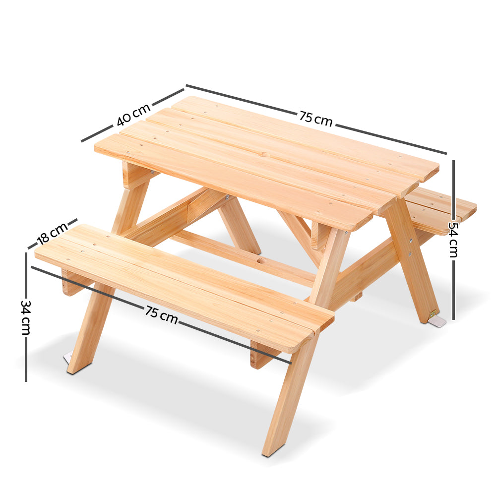 Kids Outdoor Table and Chairs Picnic Bench Set Children Wooden