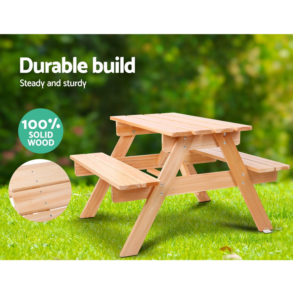 Kids Outdoor Table and Chairs Picnic Bench Set Children Wooden