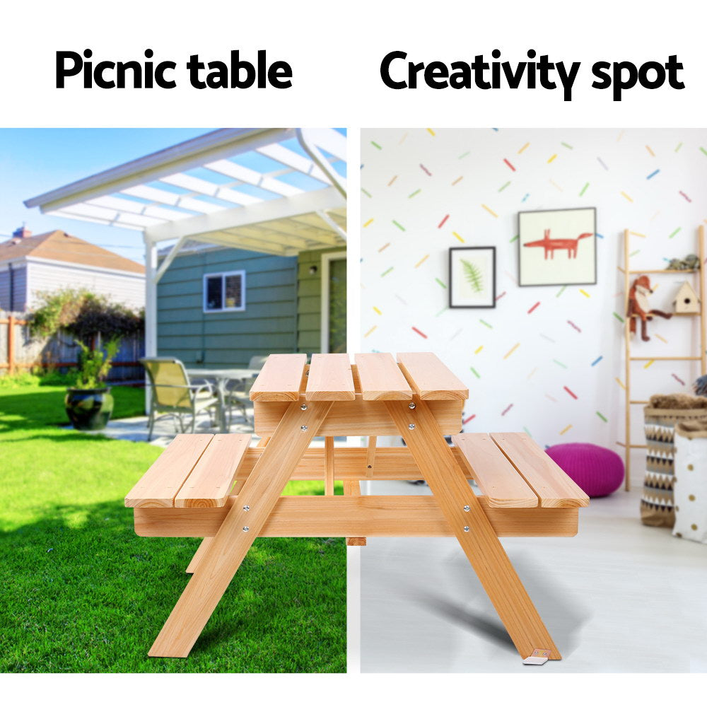 Kids Outdoor Table and Chairs Picnic Bench Set Children Wooden