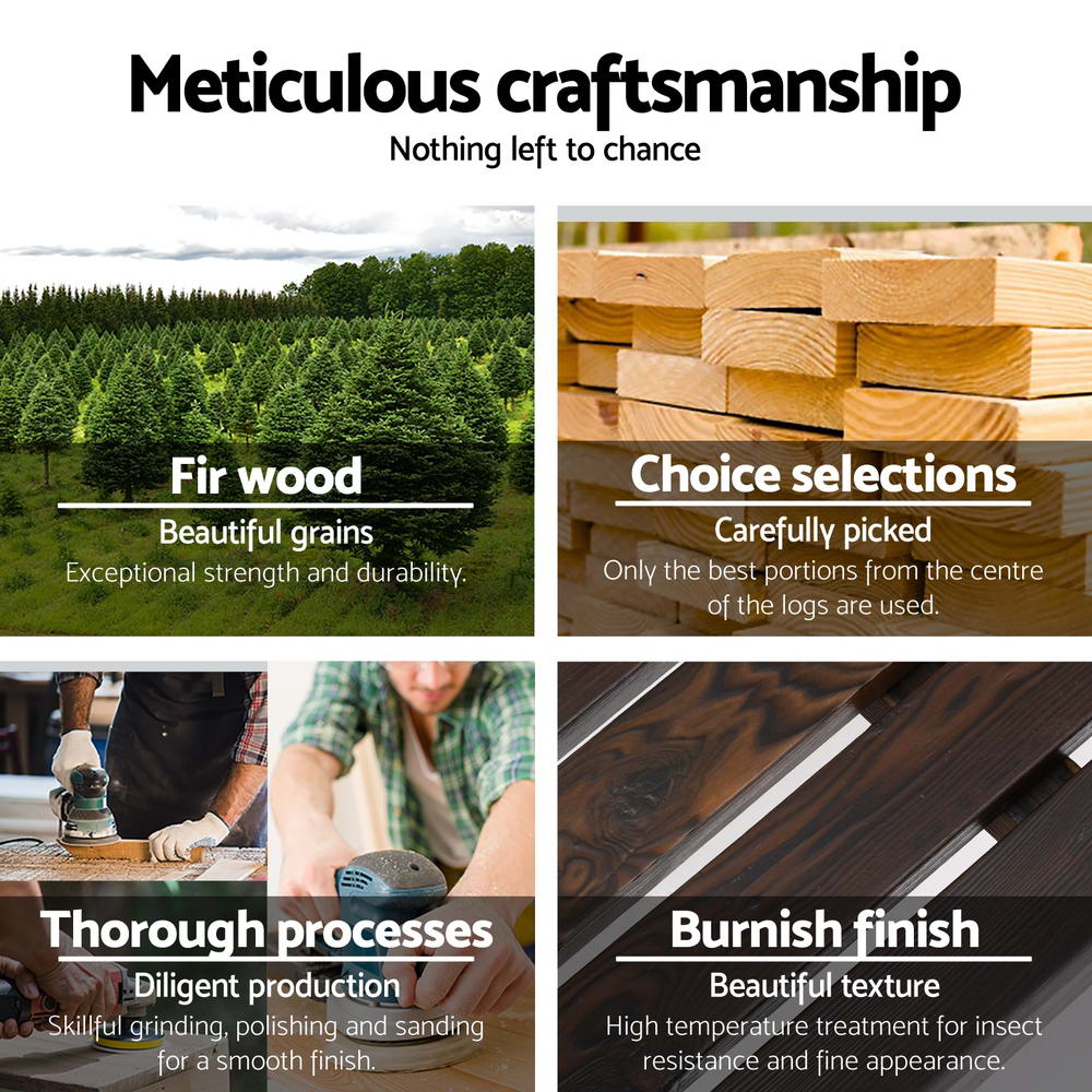 Outdoor Garden Bench Wooden 2 Seater Wagon Chair Patio Furniture Brown