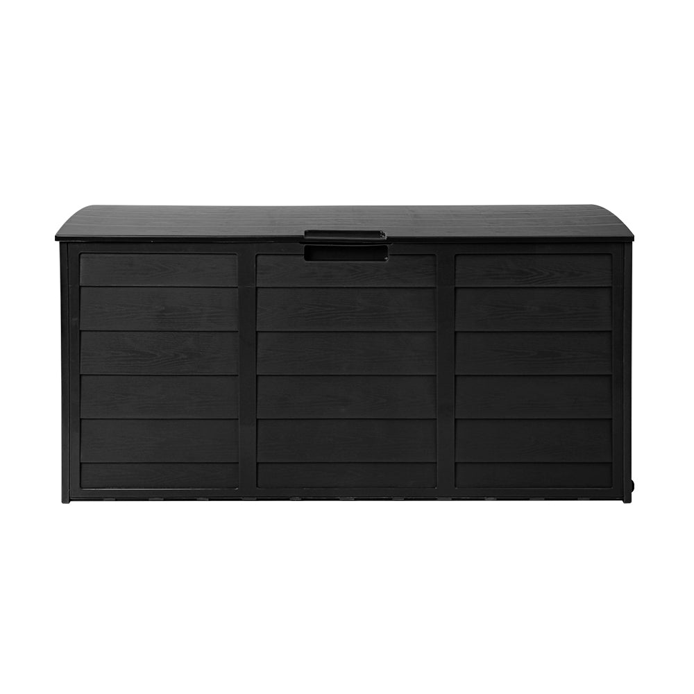 Outdoor Storage Box 290L Lockable Organiser Garden Deck Shed All Black